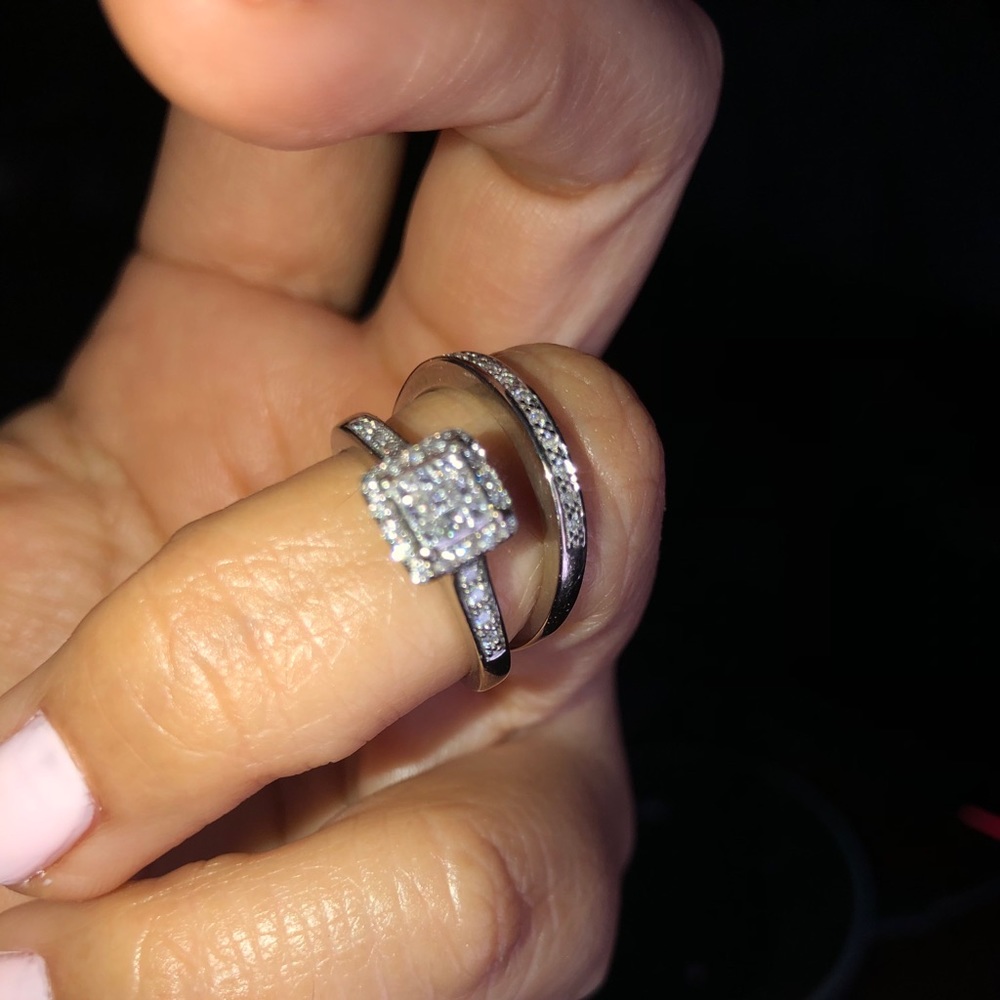 14k WG women’s engagement ring set